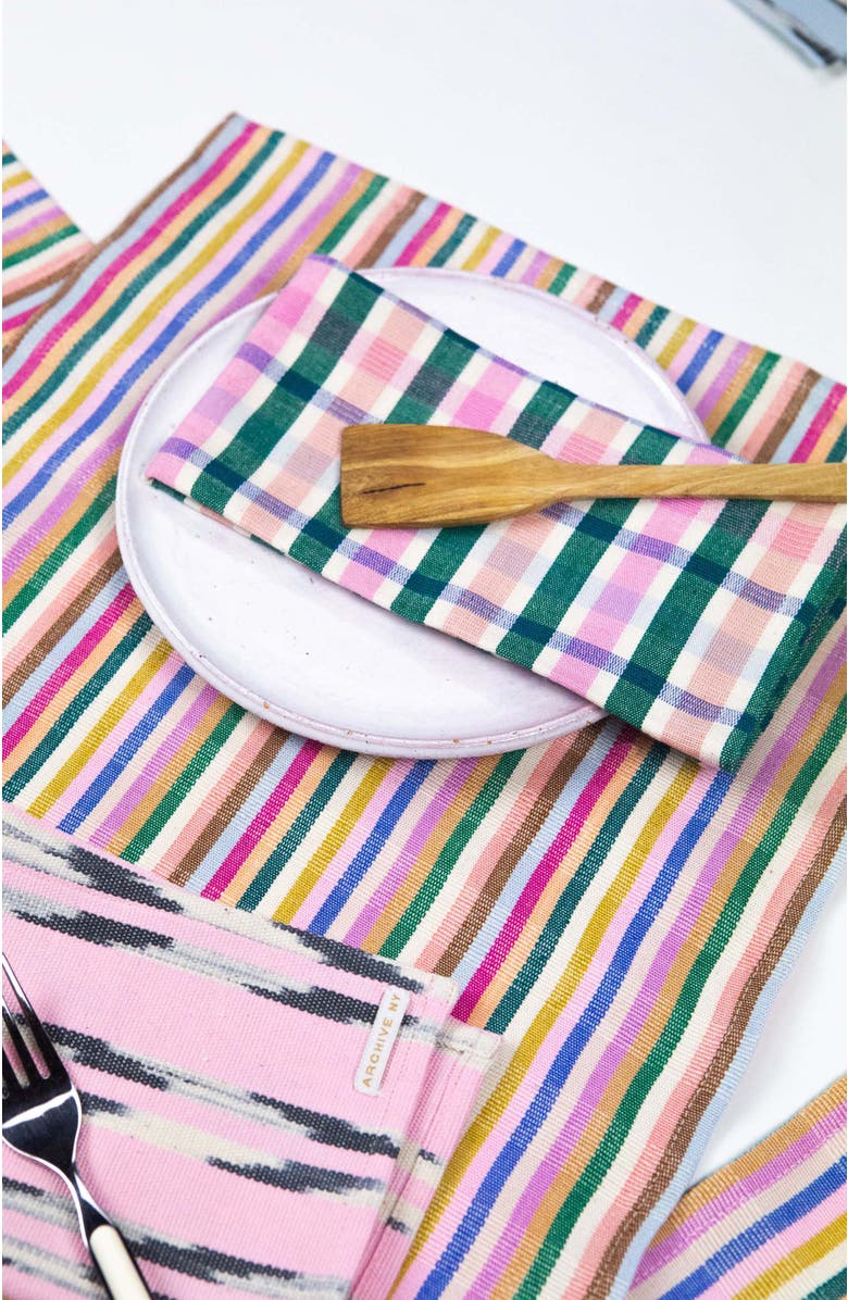 Archive New York Valentina Rainbow Striped Handwoven Cotton Table Runner, Alternate, color, Rainbow
