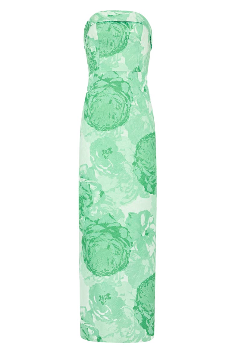 Ella Jacquard Strapless Gown, Alternate, color, GREEN MULTI