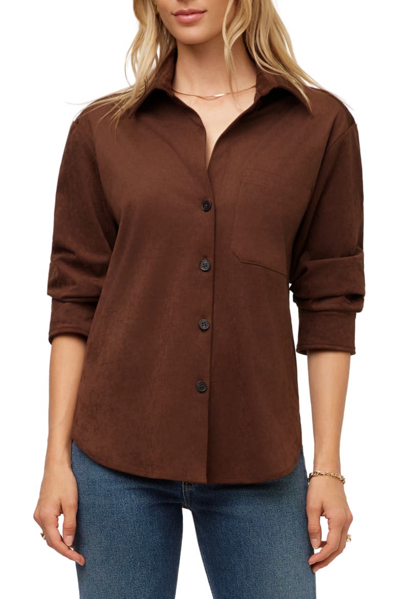 Leighton Ruched Sleeve Shirt, Main, color, WOOD