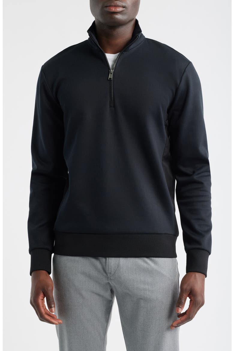 Sidney Quarter Zip Pullover, Main, color, BLACK