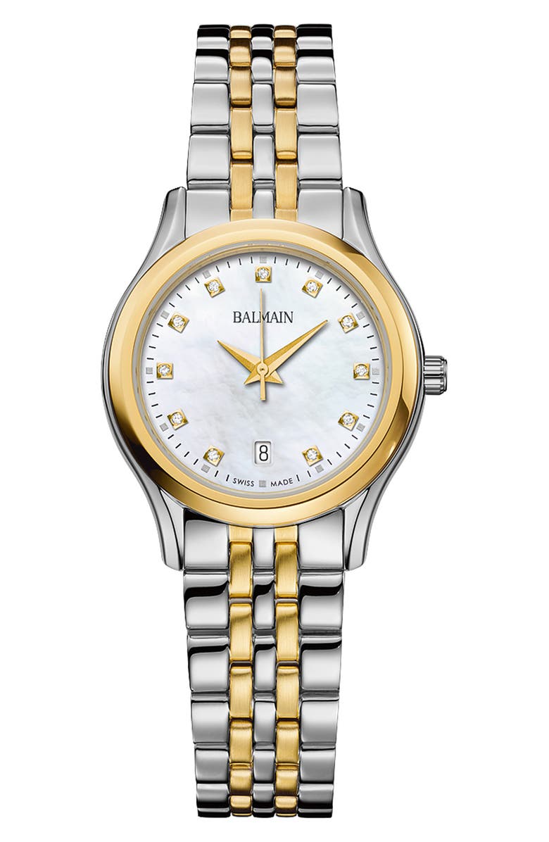 BALMAIN WATCHES Beleganza Diamond Two-Tone Bracelet Watch, 27.5mm, Main, color,