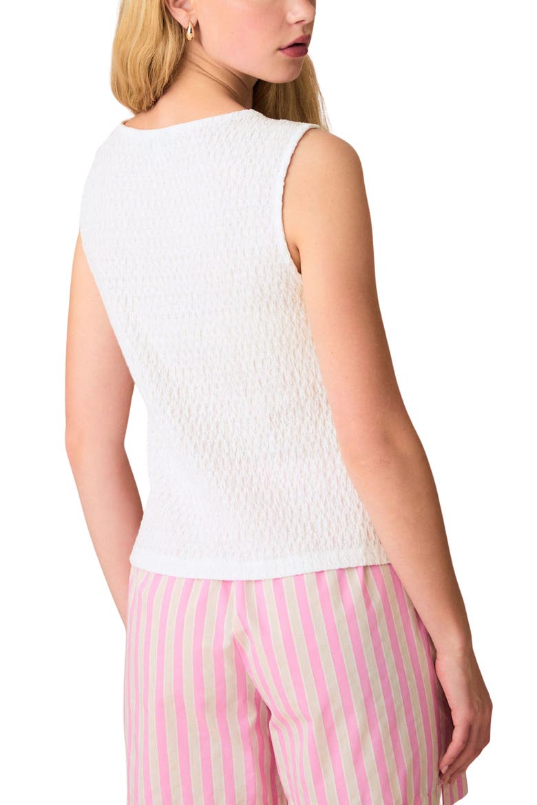 Textured Sleeveless Button-Front Top, Alternate, color, WHITE