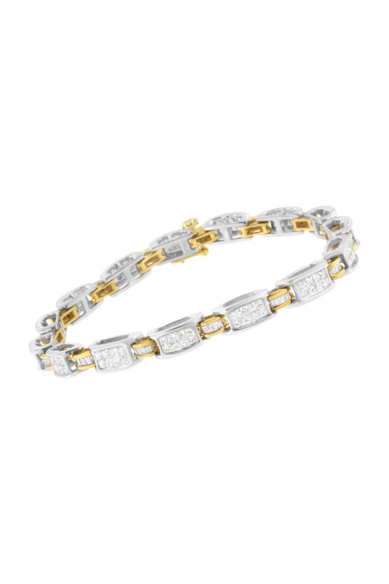 14K Two-Tone Gold 3.00 cttw Diamond Link Bracelet, Alternate, color, Yellow