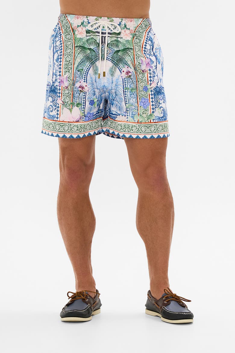 Mid Length Boardshort With Elastic Waist Jardim Party, Alternate, color, Jardim Party