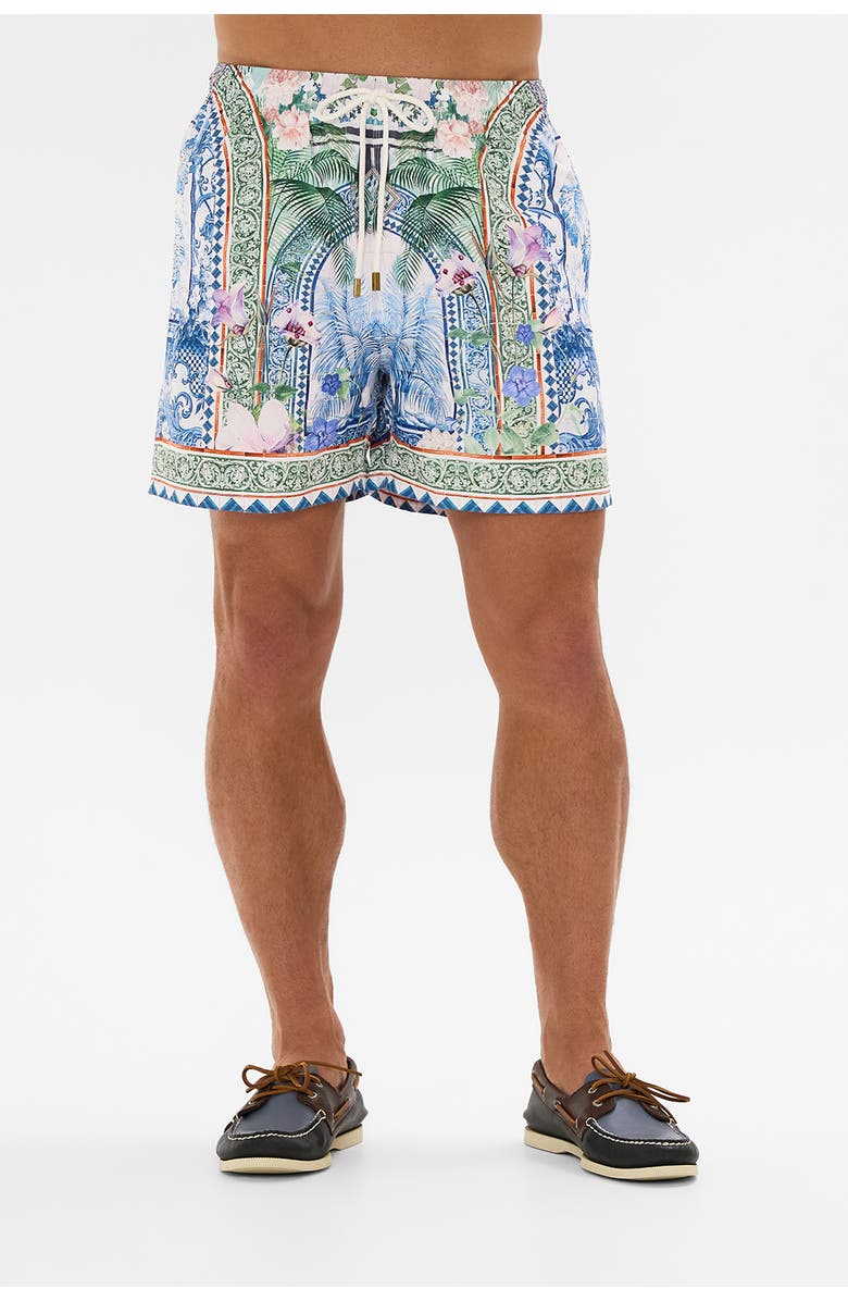 Hotel Franks By Camilla Mid Length Boardshort With Elastic Waist Jardim Party, Alternate, color, Jardim Party