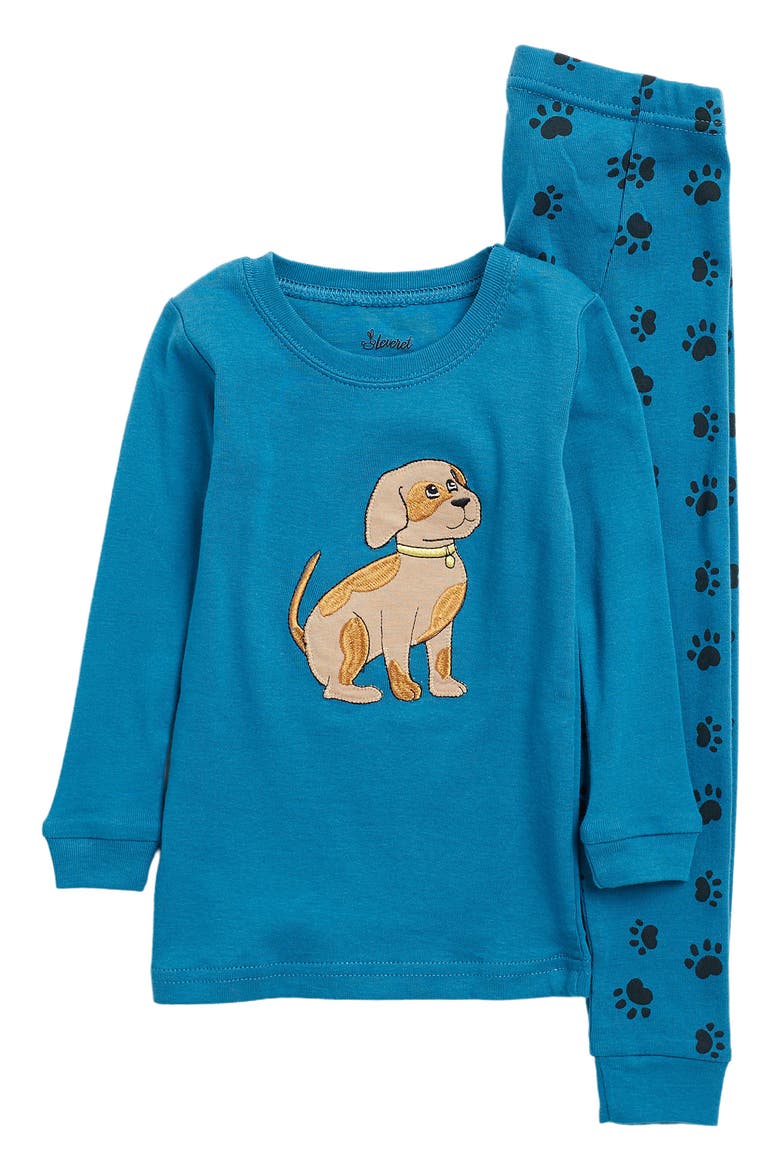 Kids Two-Piece Cotton Printed Matching Family Pajamas, Coordinated Prints, Main, color, DOG PAW BLUE