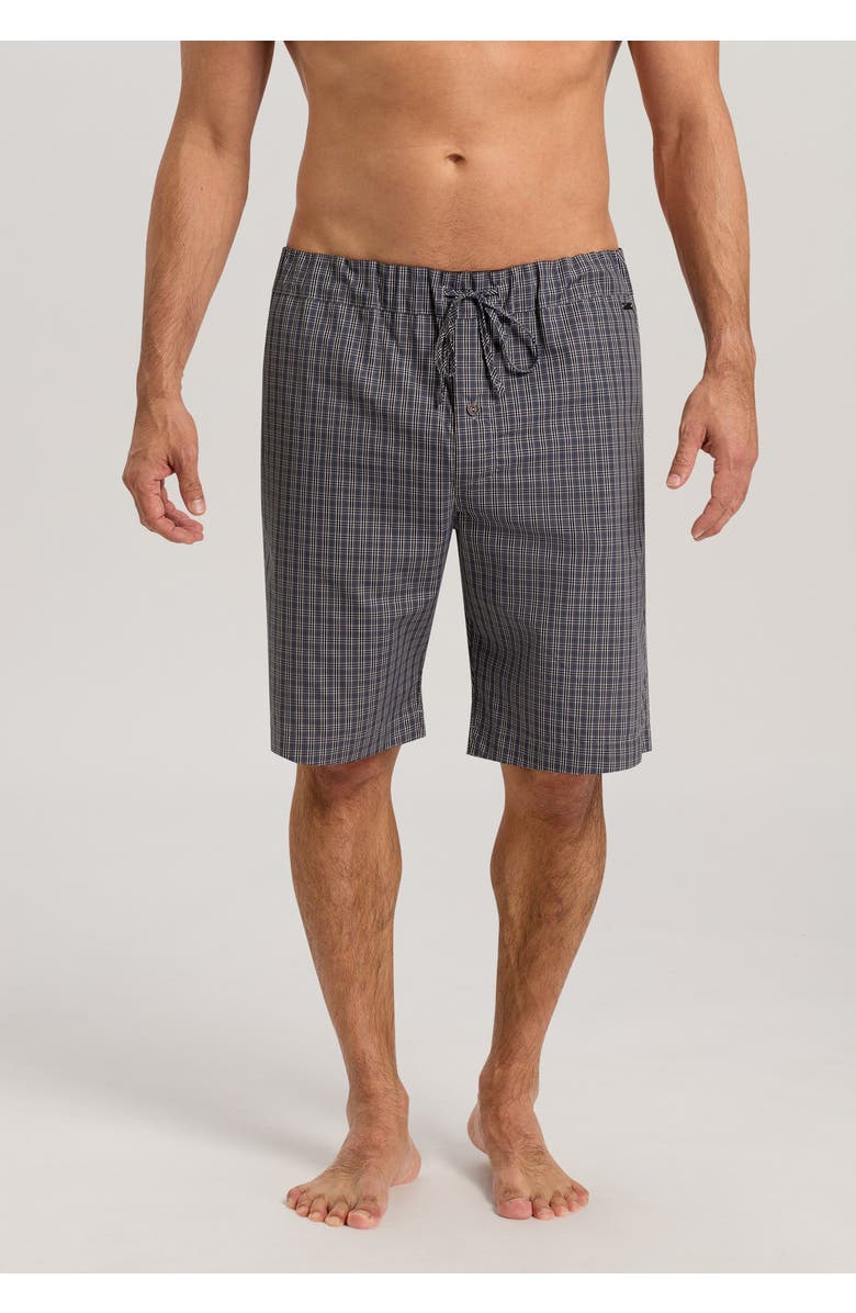 Hanro Night And Day Woven Cotton Shorts, Alternate, color, Grey Check