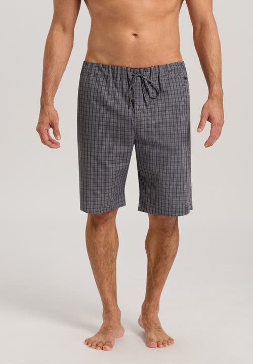Hanro Night And Day Woven Cotton Shorts In Grey Check
