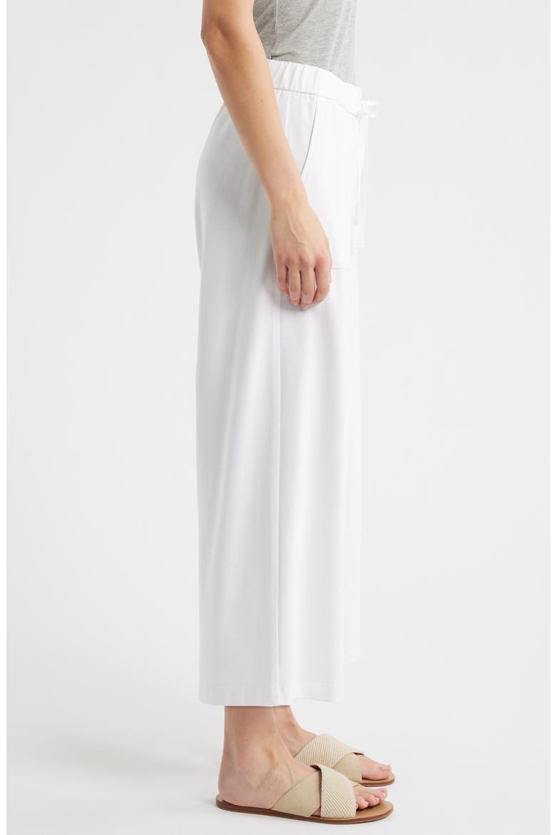Stretch Organic Cotton Crop Wide Leg Pants, Alternate, color, WHITE