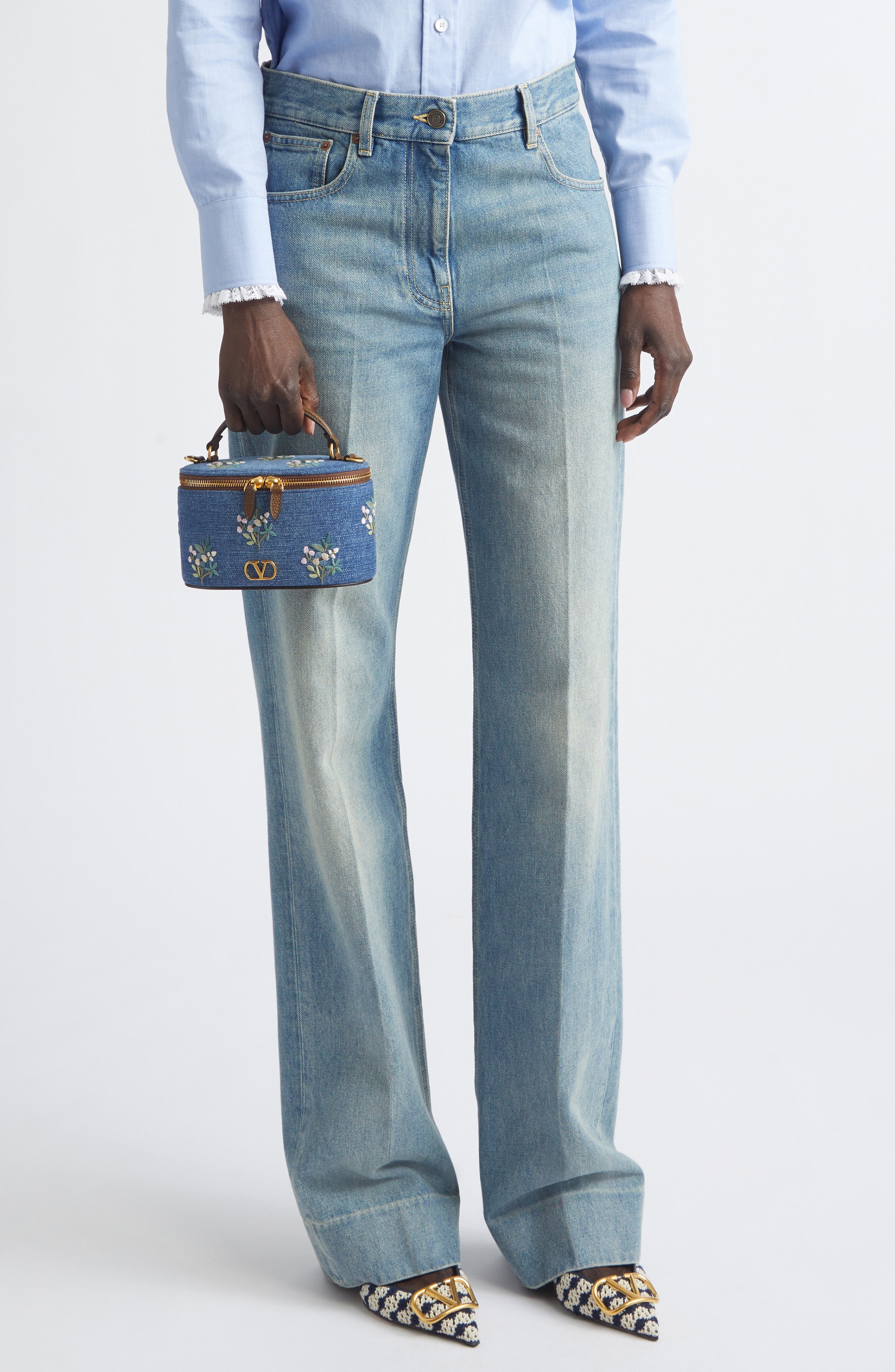 VLOGO Signature Embroidered Vanity Case, Alternate, color, BLUE MULTI
