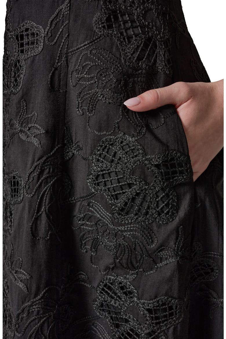 Embroidered Halter Cocktail Dress, Alternate, color, BLACK/BLACK