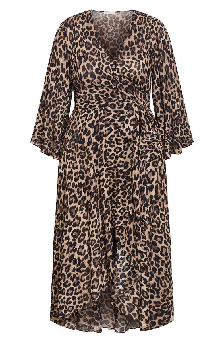 City Chic Eva Long Sleeve Wrap Maxi Dress, Alternate, color, Leopard