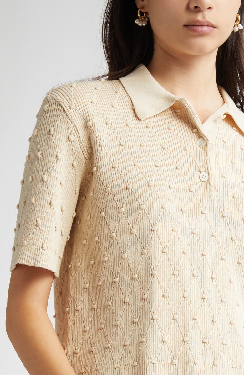 NACKIYÈ Textured Organic Cotton Polo Sweater, Alternate, color,