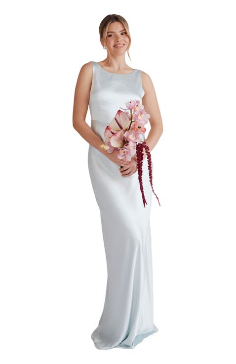 Cowl Back Satin Bridesmaid Dress