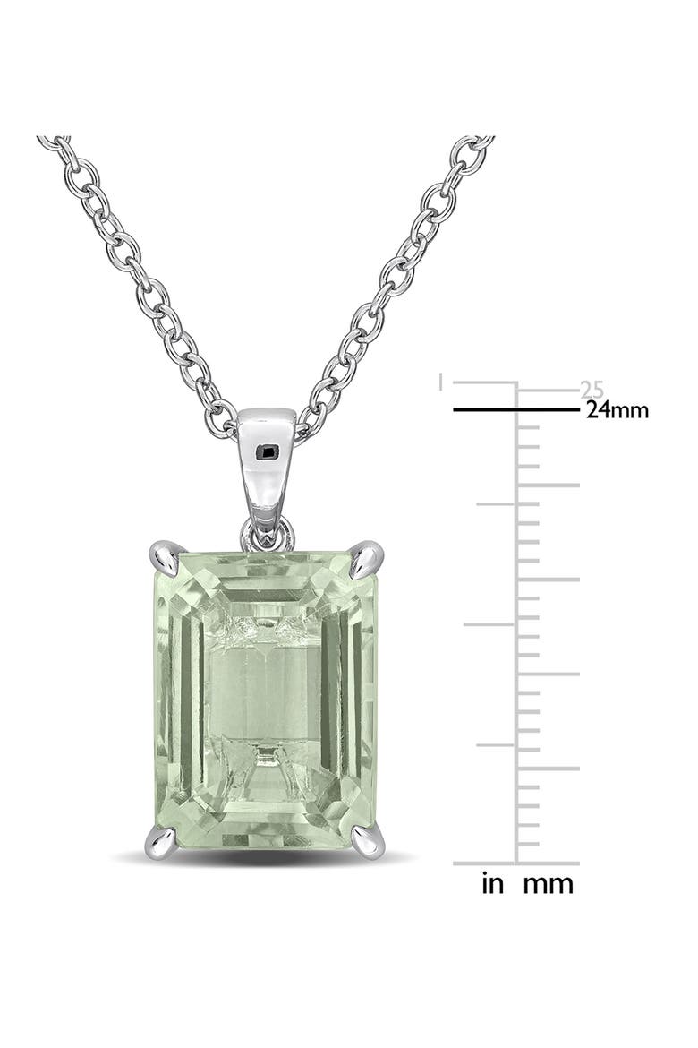 Sterling Silver Octagon Cut Green Quartz Pendant Necklace, Alternate, color, GREEN