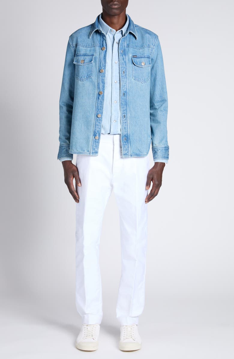 TOM FORD Washed Denim Overshirt, Alternate, color, Blue