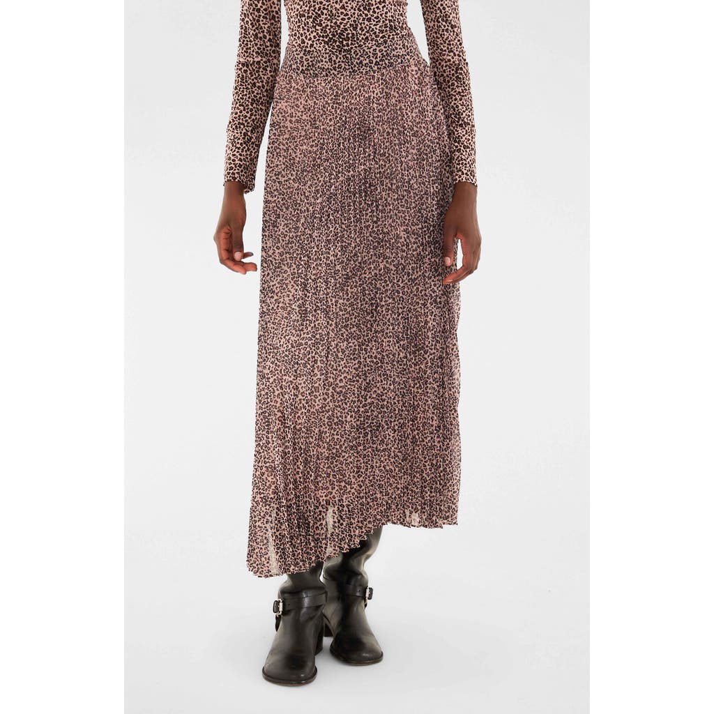 Farm Rio Pleated Leopard Print Midi Skirt In Brown