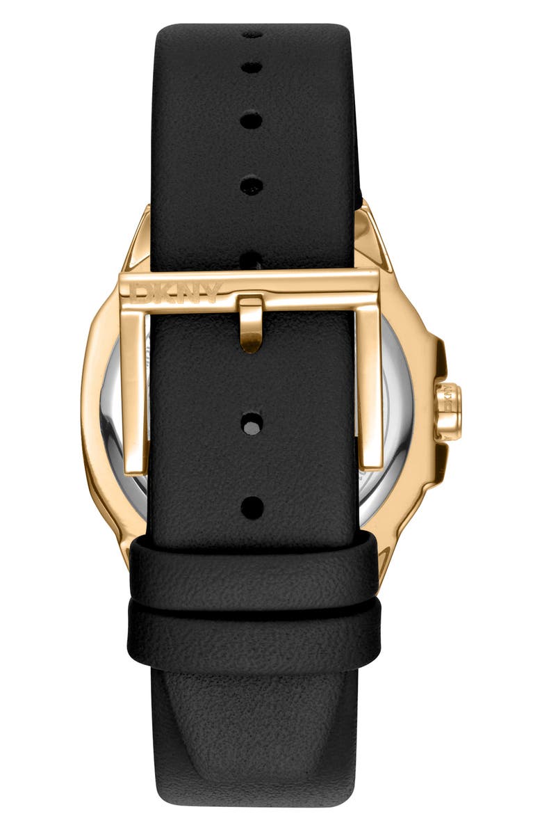 GEVRIL 316L Leather Strap Watch, Alternate, color, Black