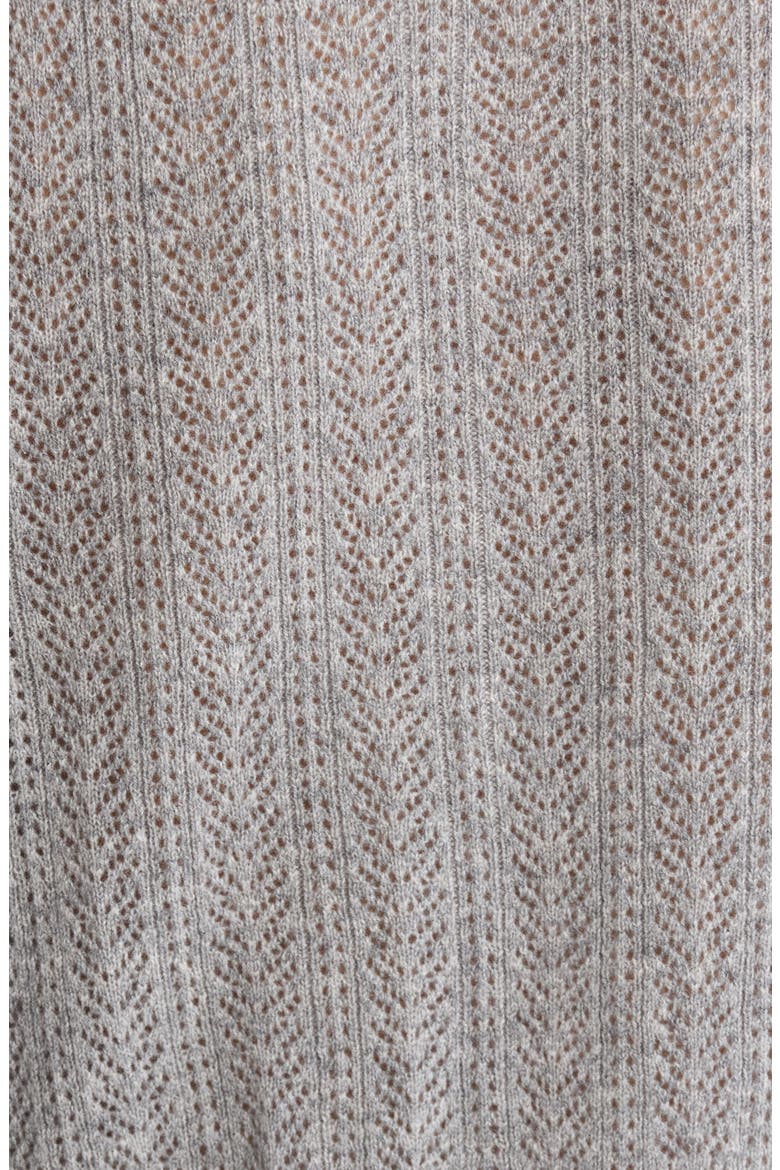Eudora Pointelle Knit Cashmere Cardigan, Alternate, color, LIGHT HEATHER GREY