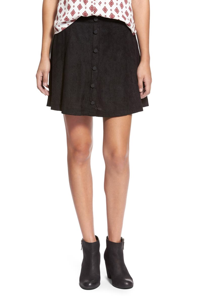 Button Front Skirt, Main, color, BLACK