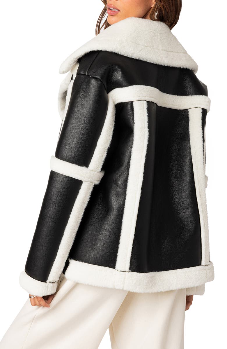 EDIKTED Rocki Oversize Faux Shearling Jacket, Alternate, color, Black