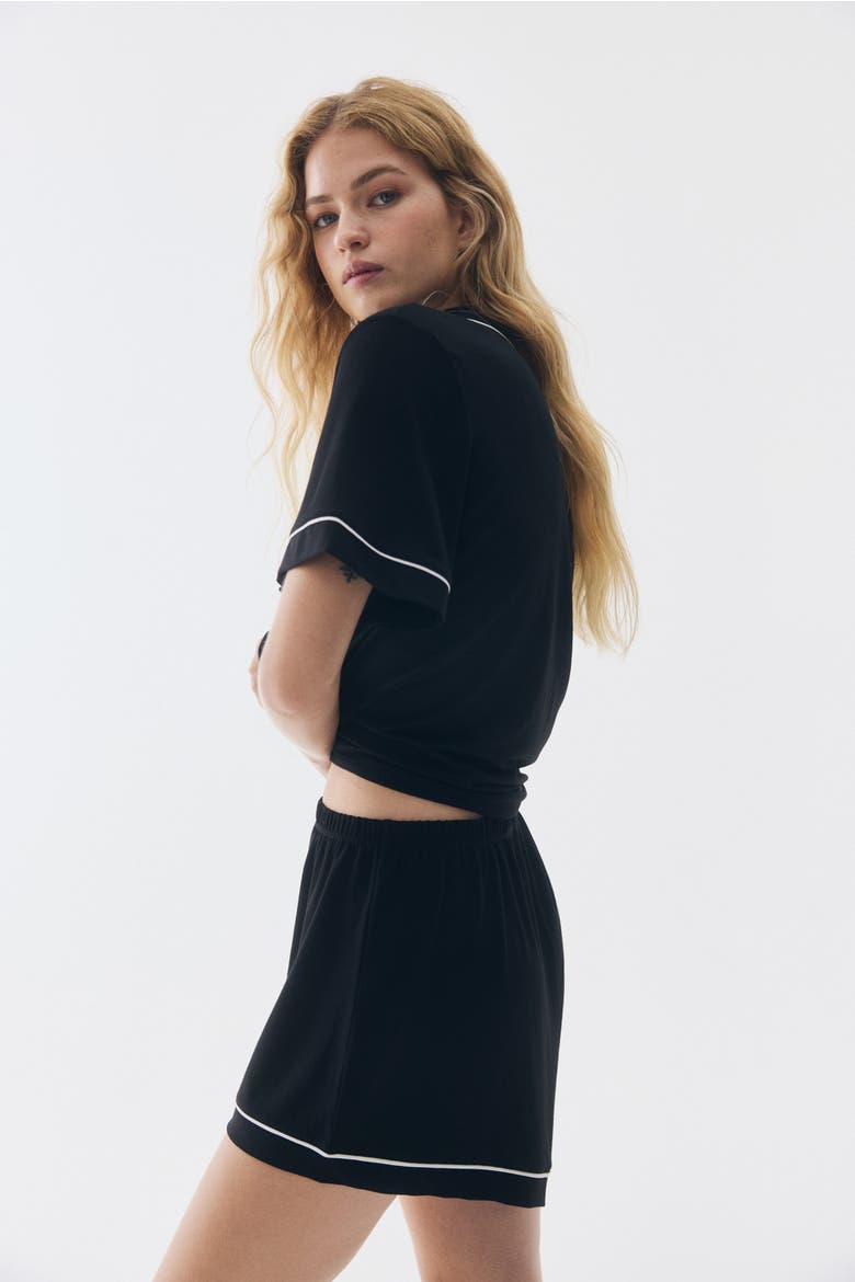 Viscose-blend Pyjamas, Alternate, color, Black