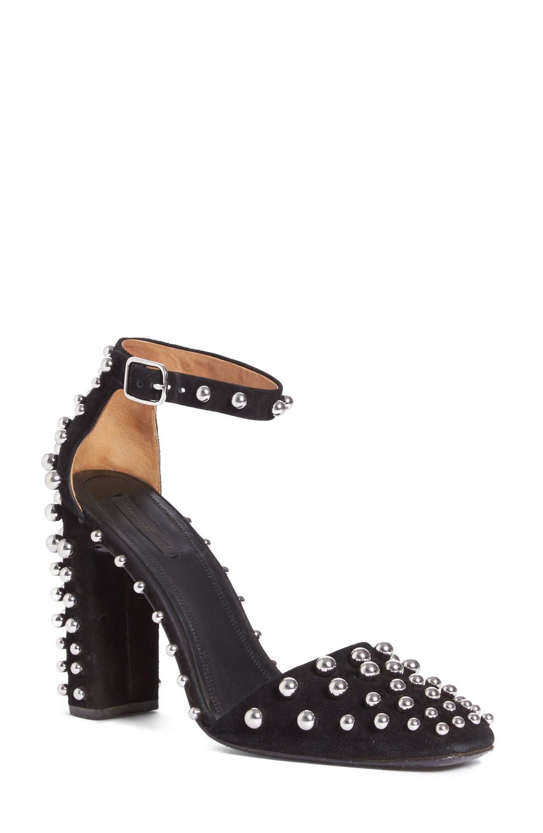 'Elise' Studded Pump, Main, color, BLACK LEATHER