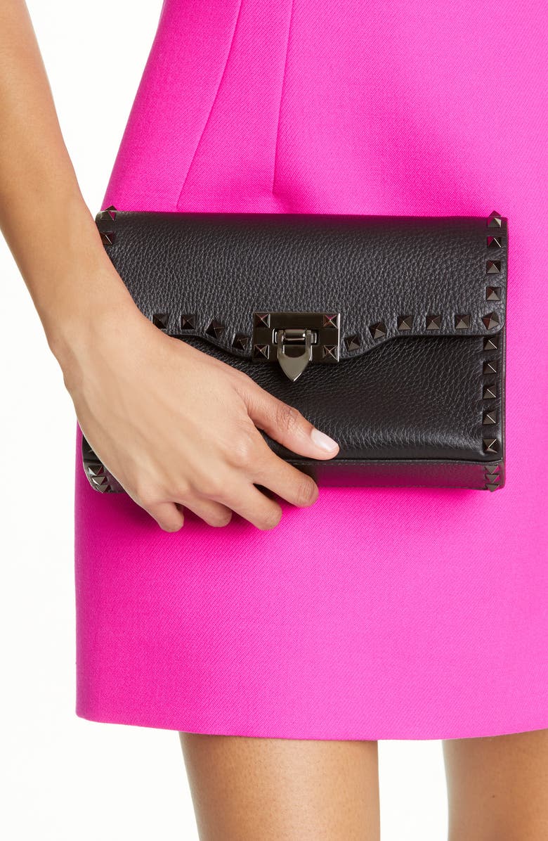 Valentino Garavani Small Rockstud Leather Shoulder Bag, Alternate, color,