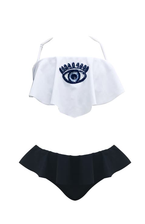 Evil Eye Bandeau Ruffle Two Piece Bikini,Toddler-Little Kid & Big Kid