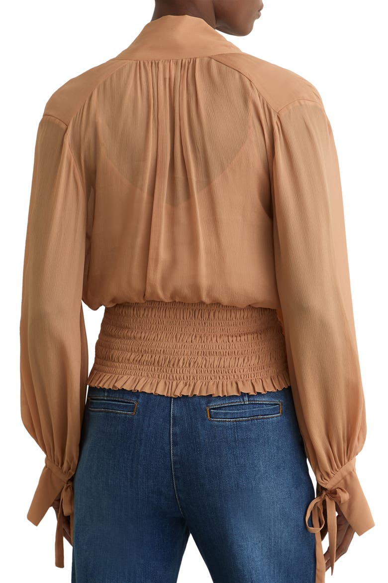 Phoebe Tie-Neck Smock Top, Alternate, color, RUST ORANGE