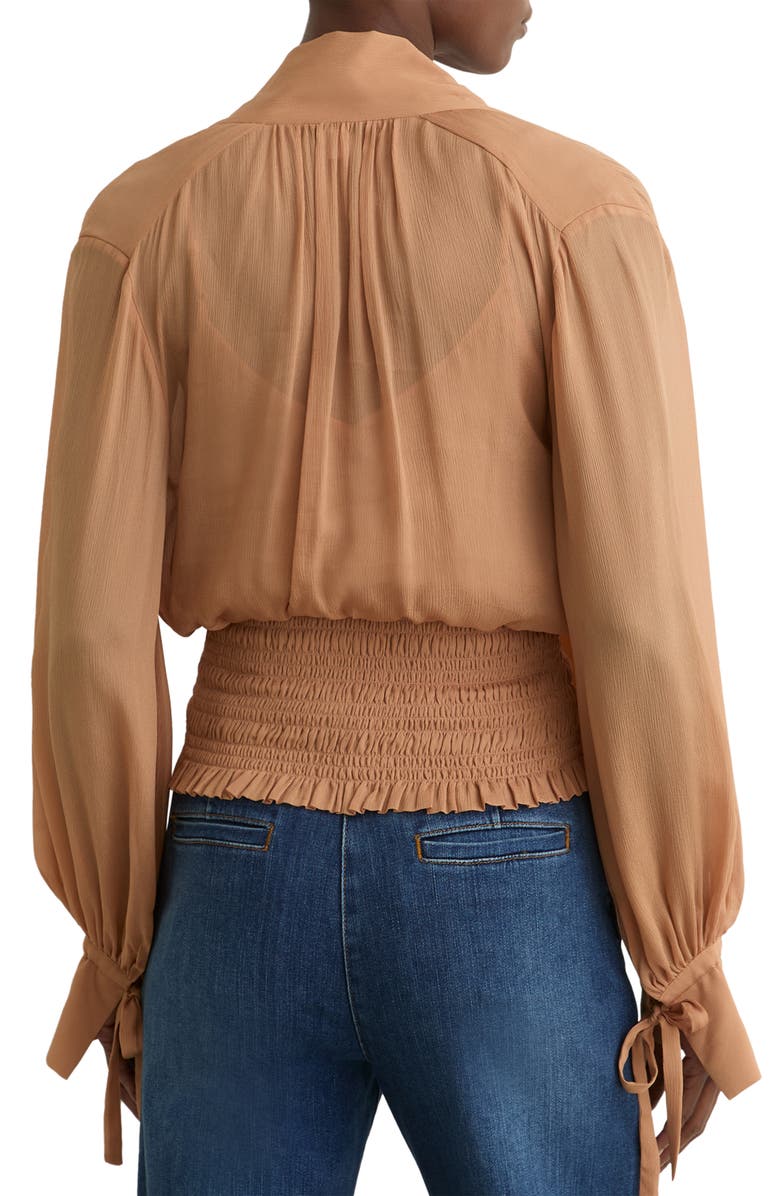 Reiss Phoebe Tie-Neck Smock Top, Alternate, color, Rust Orange