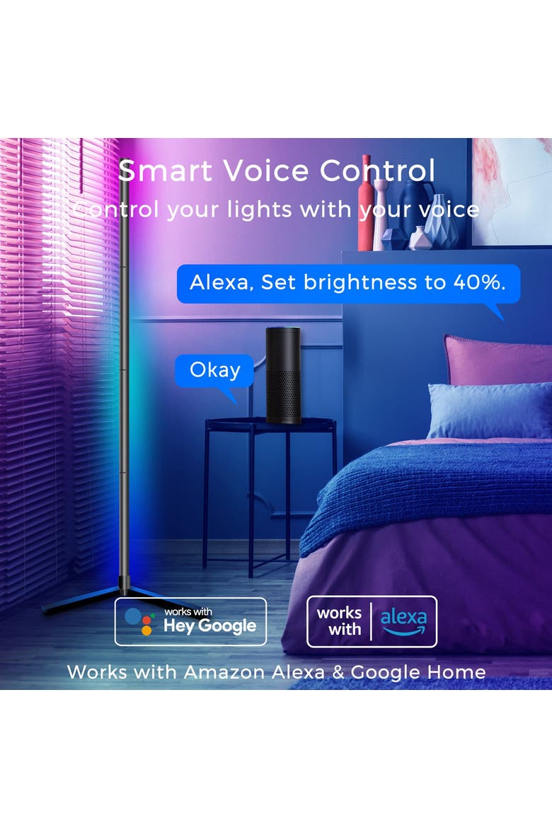 Smart WiFi Symphony Floor Lamp, Alternate, color, Black