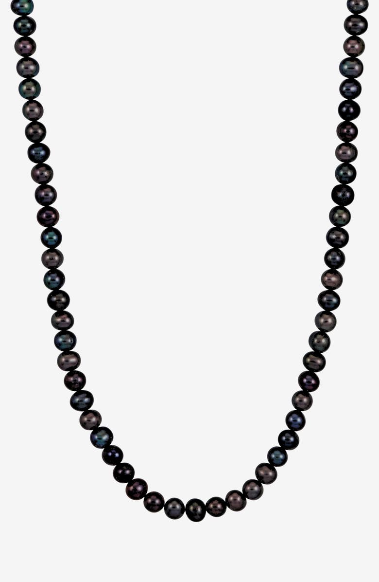 Dower & Hall Men's Black Freshwater Pearl Necklace, Alternate, color, Sterling Silver