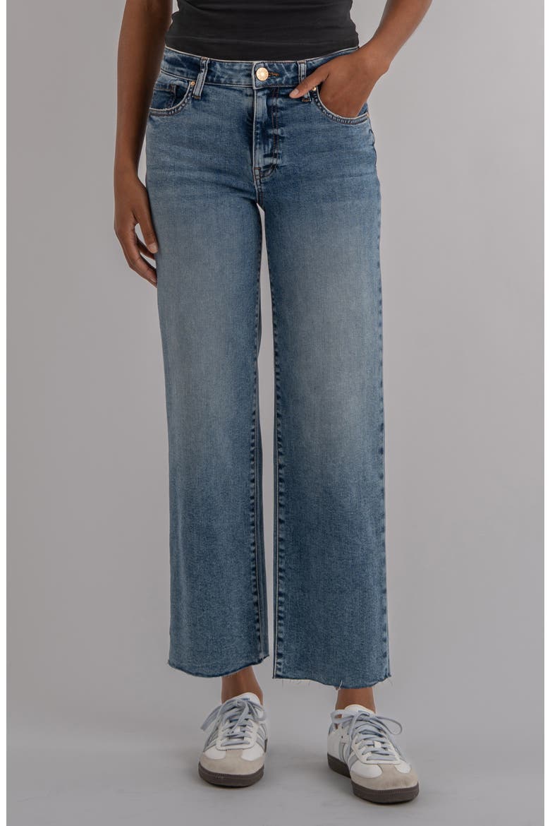 Raw Hem High Waist Ankle Wide Leg Jeans, Main, color, STAR