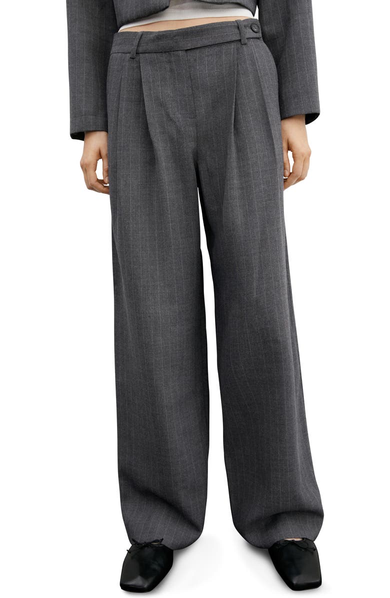 MANGO Siena Chalk Stripe Pants, Main, color,