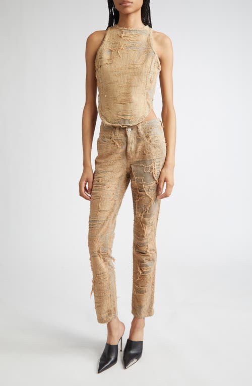 Diesel 1992 D-jiann Fsg Distressed Slim-fit Trousers In Neutral