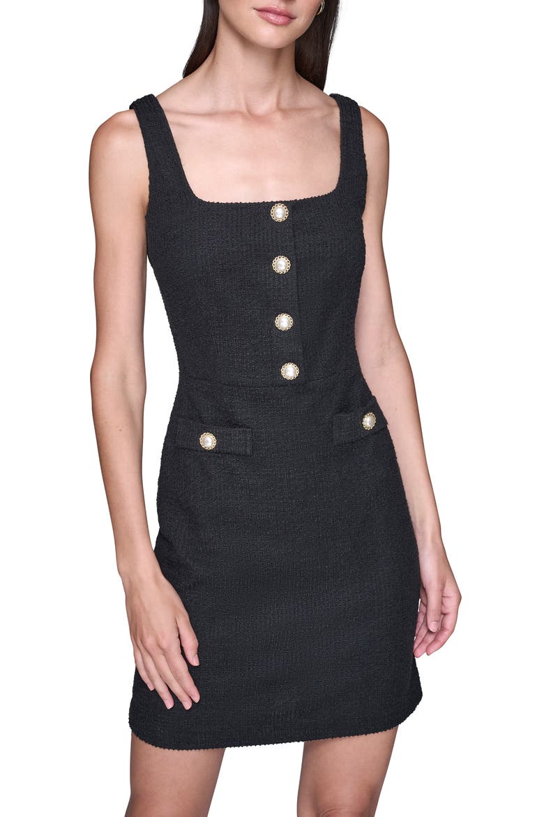Tweed Knit Sheath Minidress, Alternate, color, BLACK