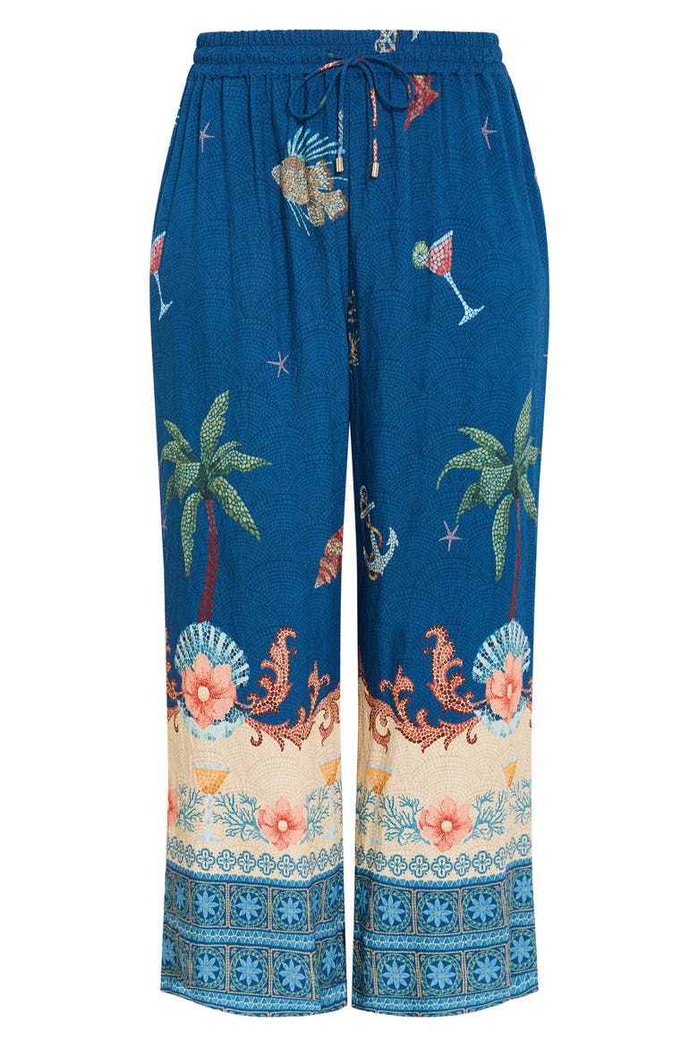 Tia Print Pants, Alternate, color, NAVY SEA