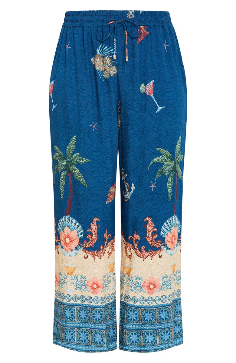 City Chic Tia Print Pants, Alternate, color, Navy Sea