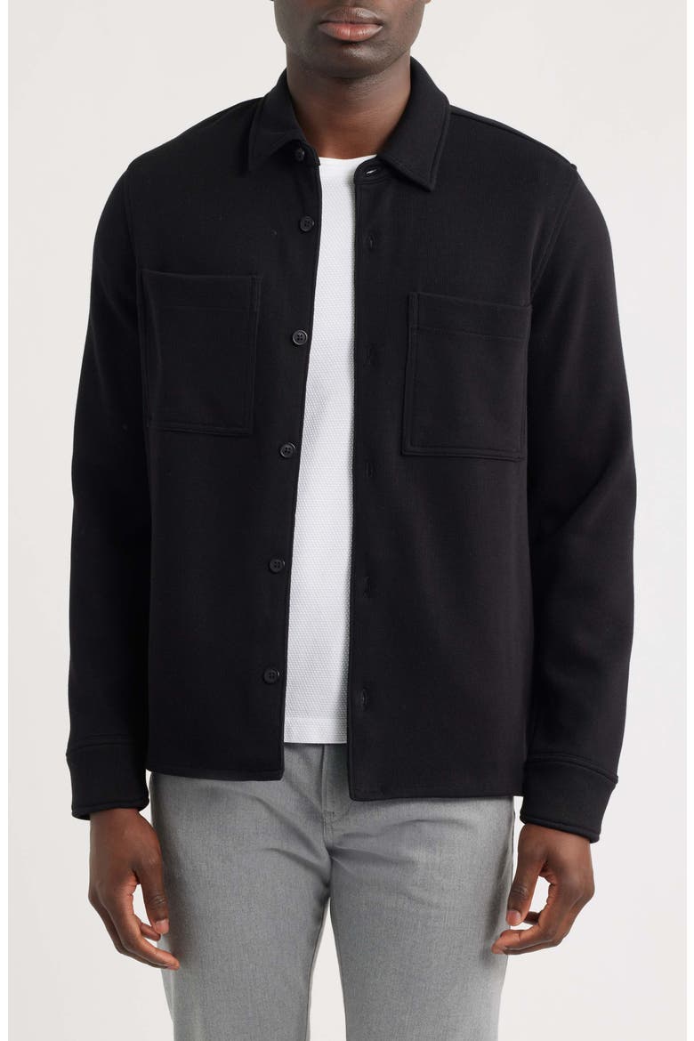 French Rib Shirt Jacket, Main, color, BLACK