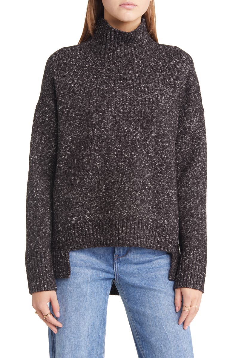 Treasure & Bond Women's Marled Mock Neck High-Low Tunic Sweater, Main, color,