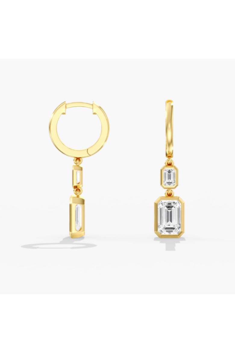 Emerald Bezel Lab Diamond Drop in 14K Gold, Main, color, Yellow Gold