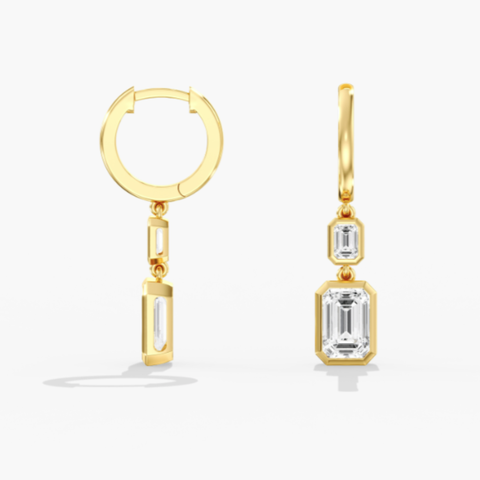 Emerald Bezel Lab Diamond Drop in 14K Gold