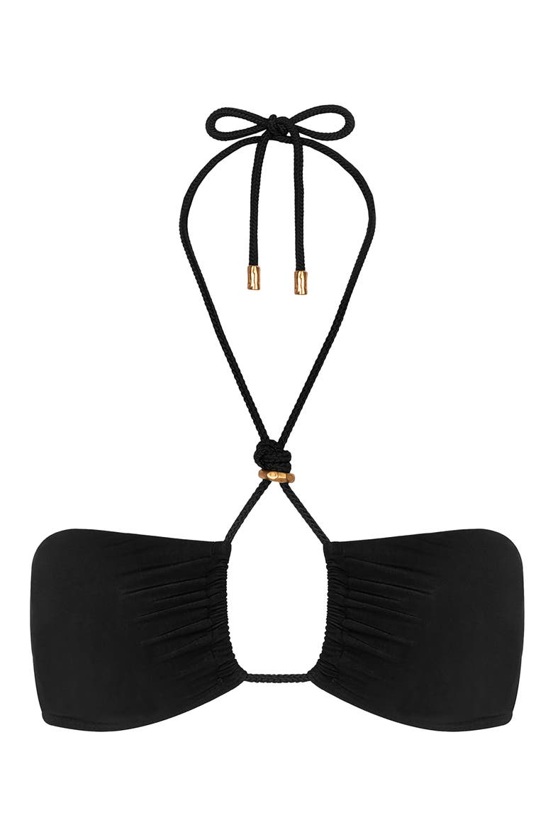 Gal Isla Halter Bikini Top, Alternate, color, BLACK