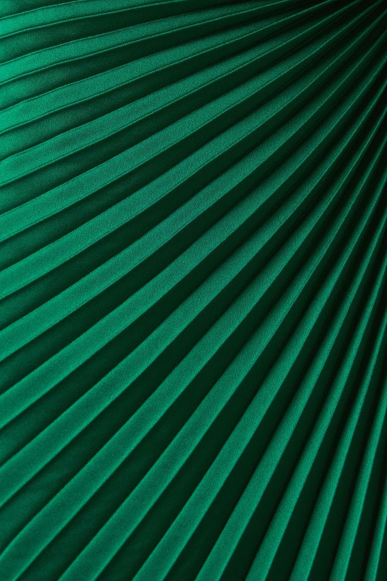 Satin Pleated Wrap Dress, Alternate, color, Green
