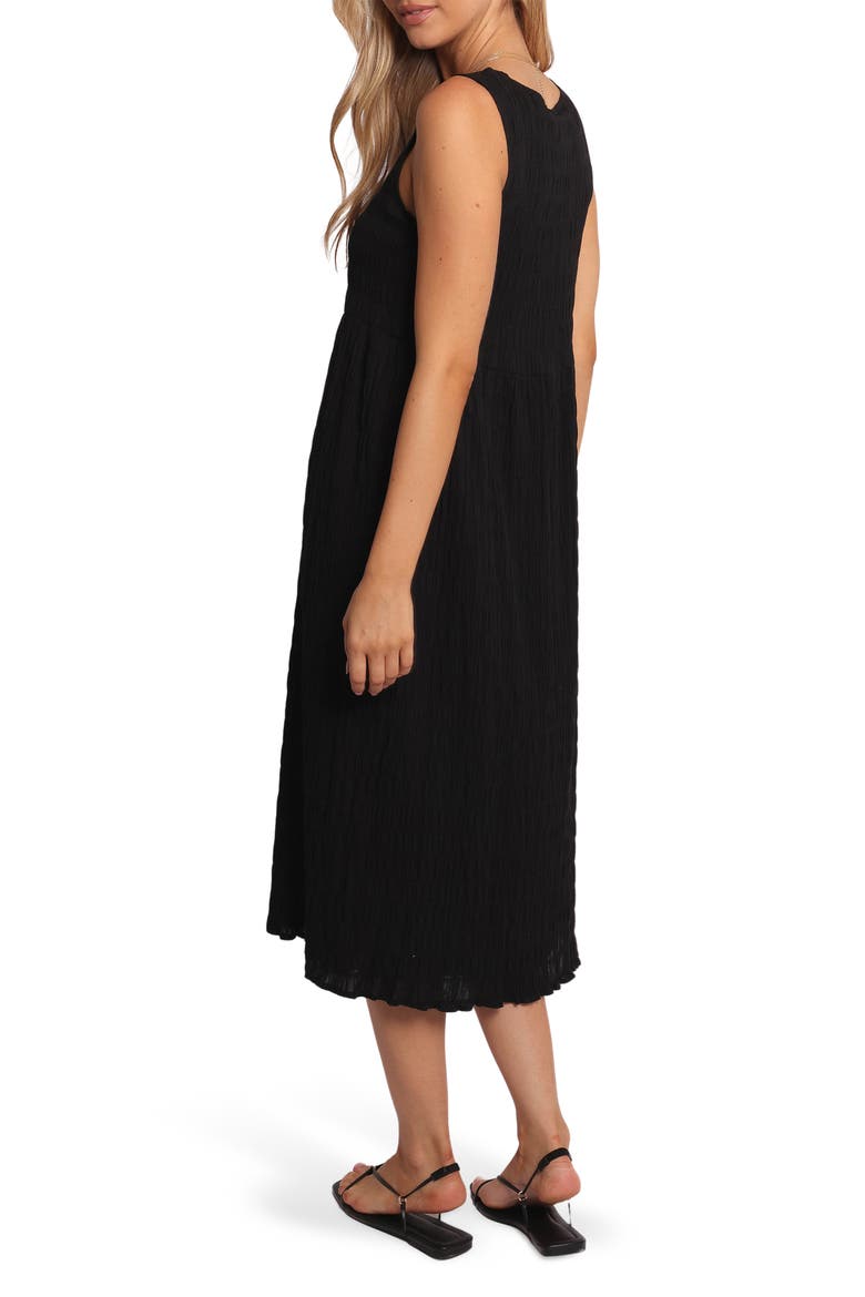Sam Stretch Cotton Button-Up Midi Dress, Alternate, color, BLACK