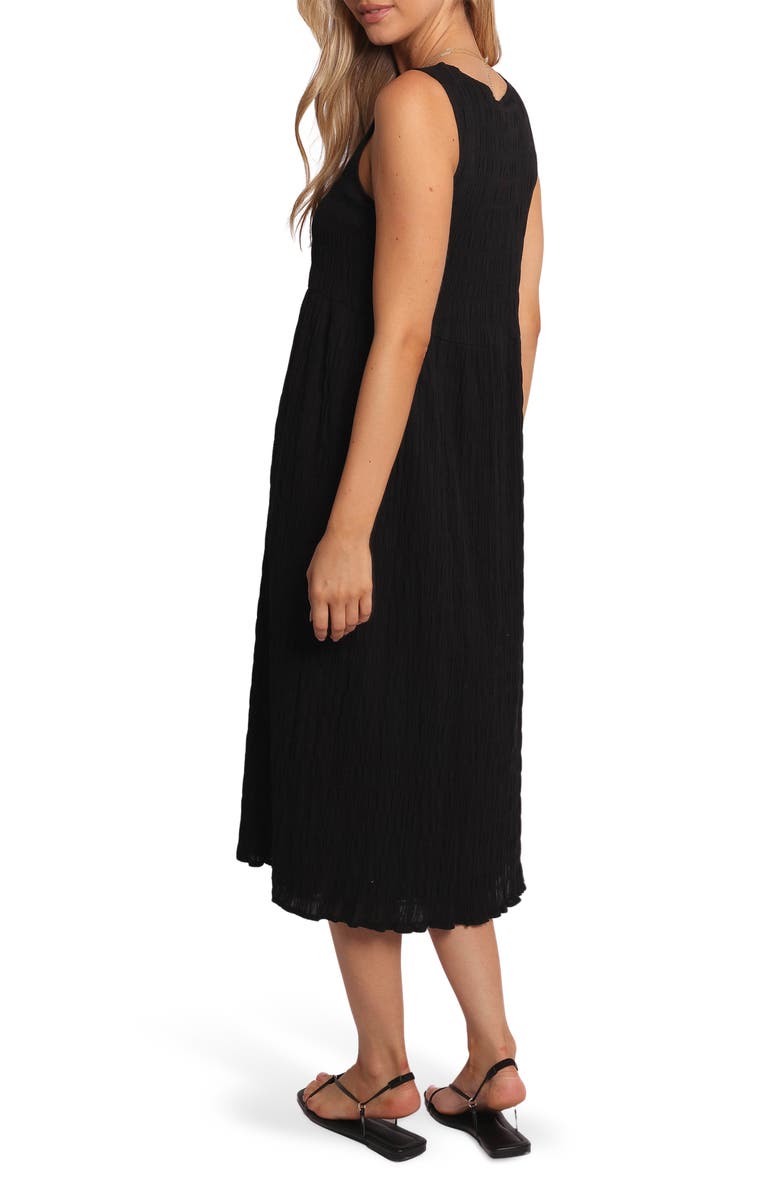 Petal & Pup Sam Stretch Cotton Button-Up Midi Dress, Alternate, color, Black