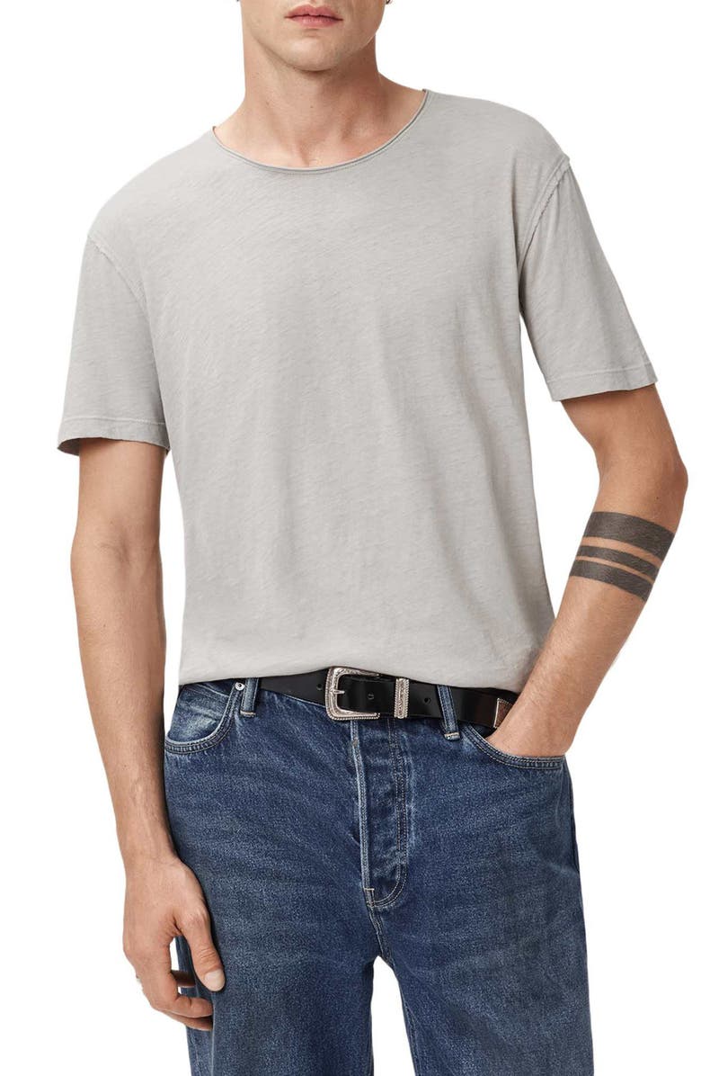 AllSaints Figure Roll Neck Cotton T-Shirt, Alternate, color, Carbon Grey