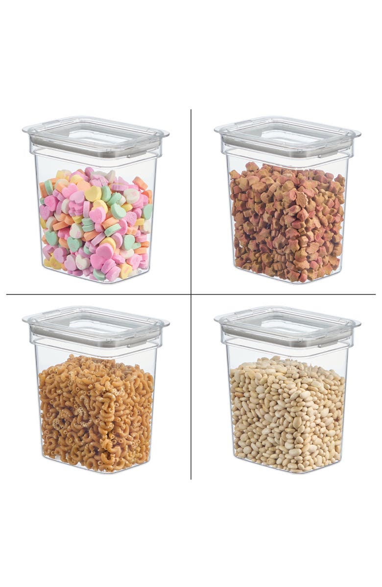 iDesign Small Food Storage Bin with Airtight Lid - Set of 4 - Clear, Alternate, color,