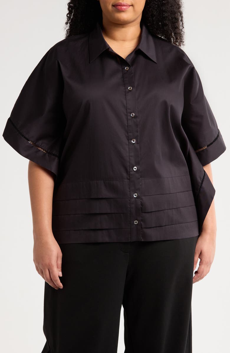 HARSHMAN Harpa Short Sleeve Cotton Button-Up Shirt, Main, color, Black